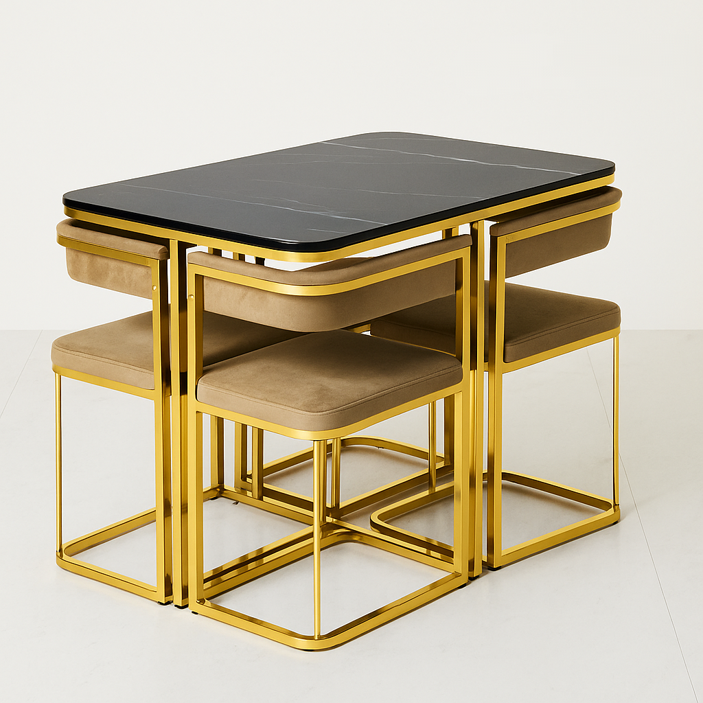 Nestora 4-Person Space-Saving Table Set (MochaGold)