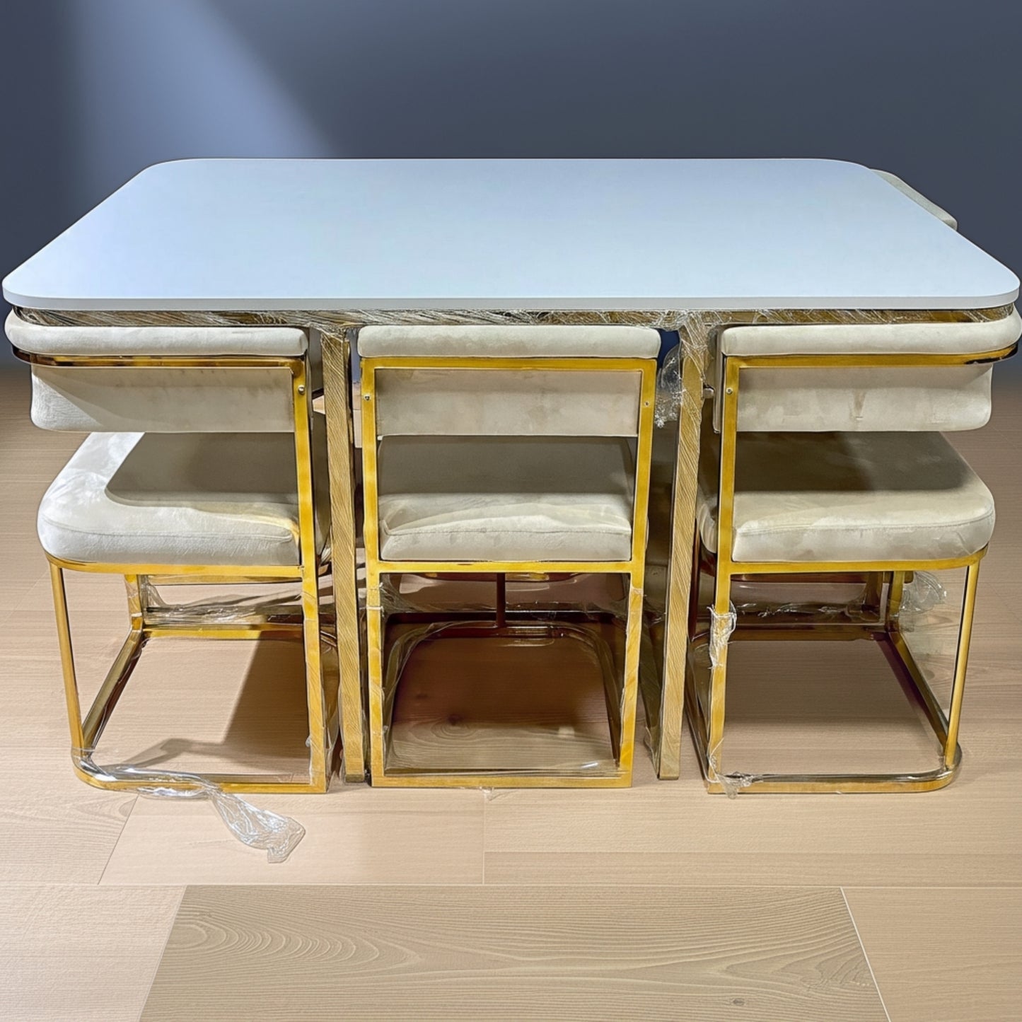 Nestora 6-Person Space-Saving Table Set (PearlGold)