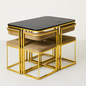 Nestora 4-Person Space-Saving Table Set (MochaGold)